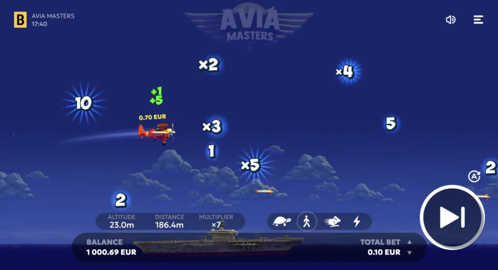 Aviamasters multiplier round in progress