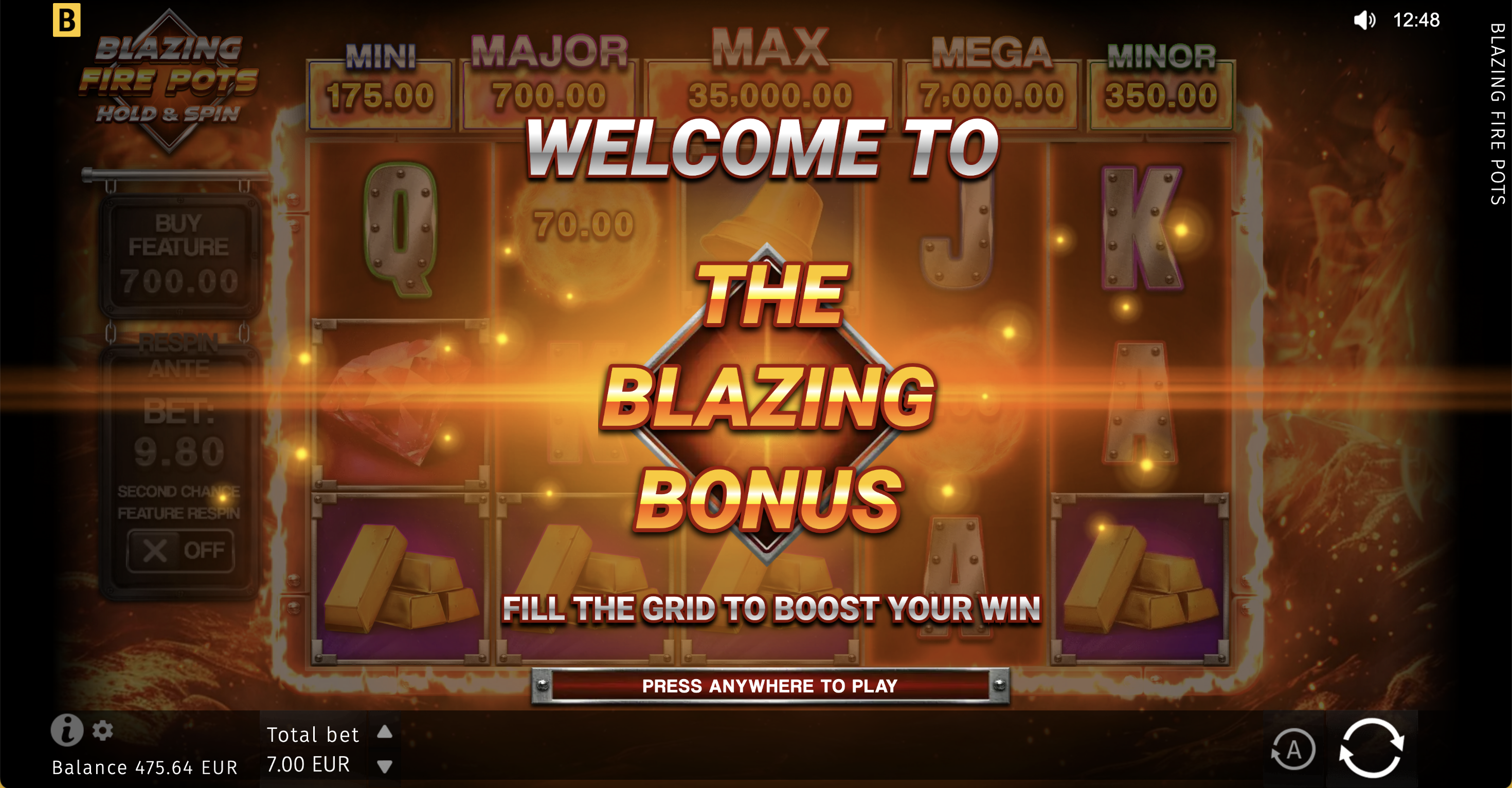 Blazing Fire Pots Hold & Spin - 8