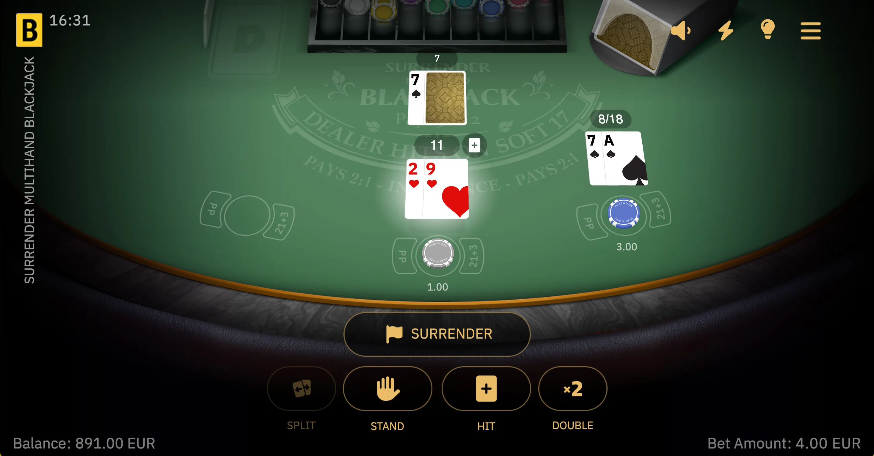 Surrender Multihand Blackjack - 4