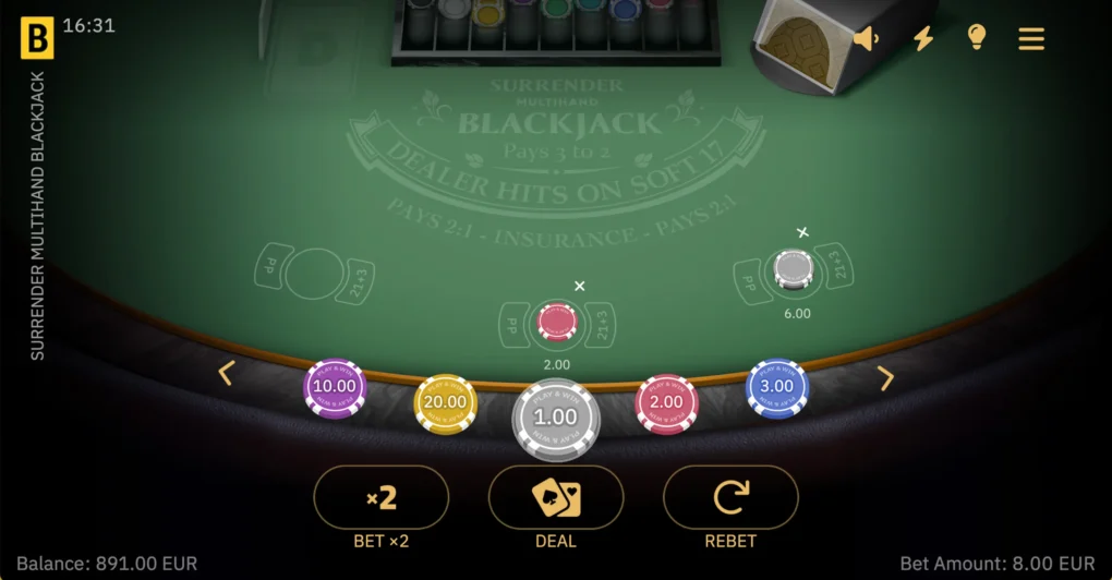 Surrender Multihand Blackjack - 4