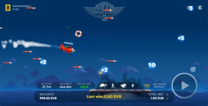 Gameplay screen from Aviamasters 2 with aircraft takeoff