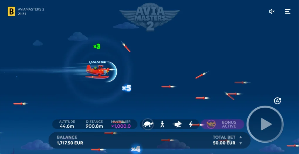 Aviamasters 2 flight gameplay with missiles on screen