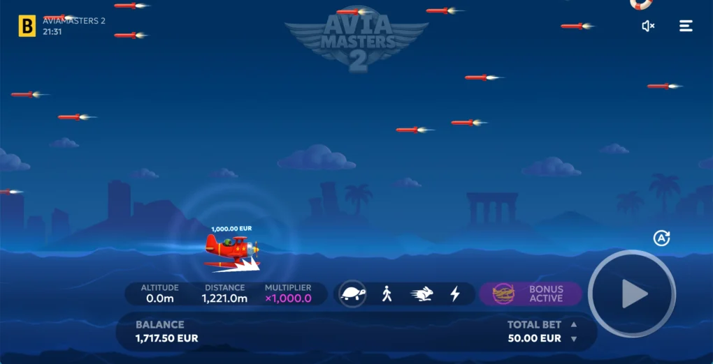 Aviamasters game screen with plane ready for takeoff