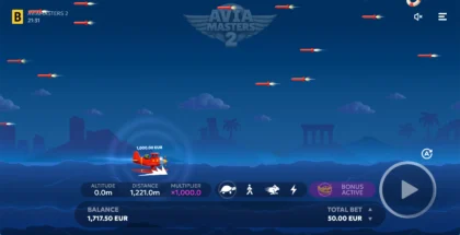 Aviamasters game screen with plane ready for takeoff