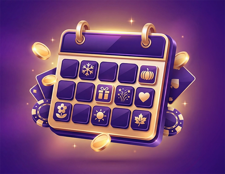 Illustration of a festive calendar representing seasonal and holiday slot games