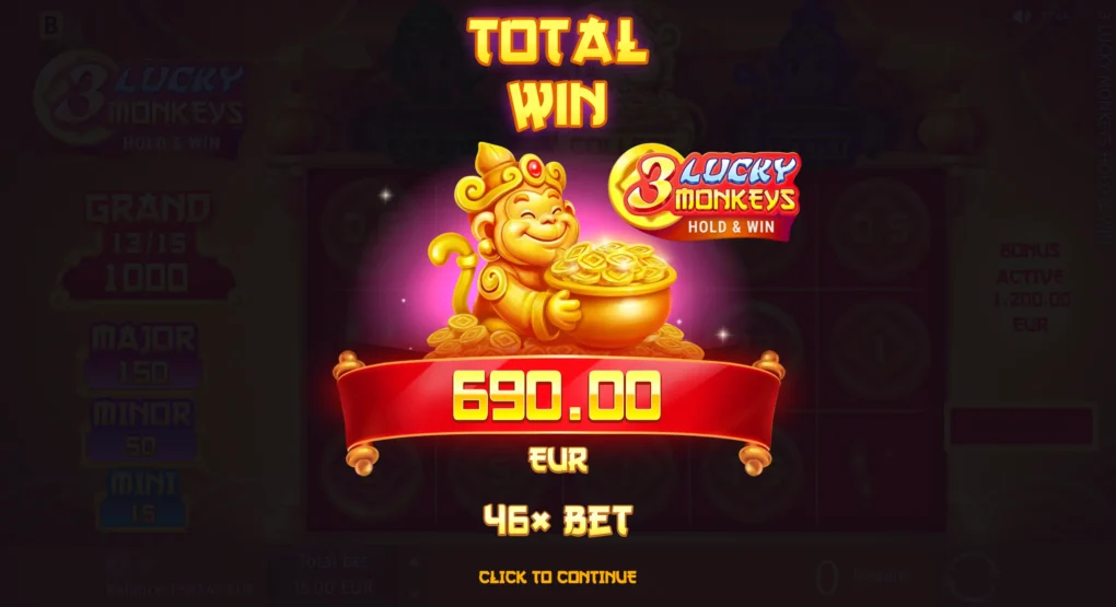 3 Lucky Monkeys Hold & Win - 3